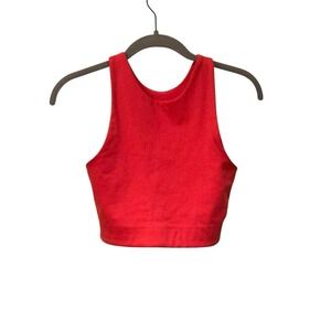 GIRLFRIEND‎ COLLECTIVE Dylan Tank Cropped Sport Bra XS Pink Geranium High Neck